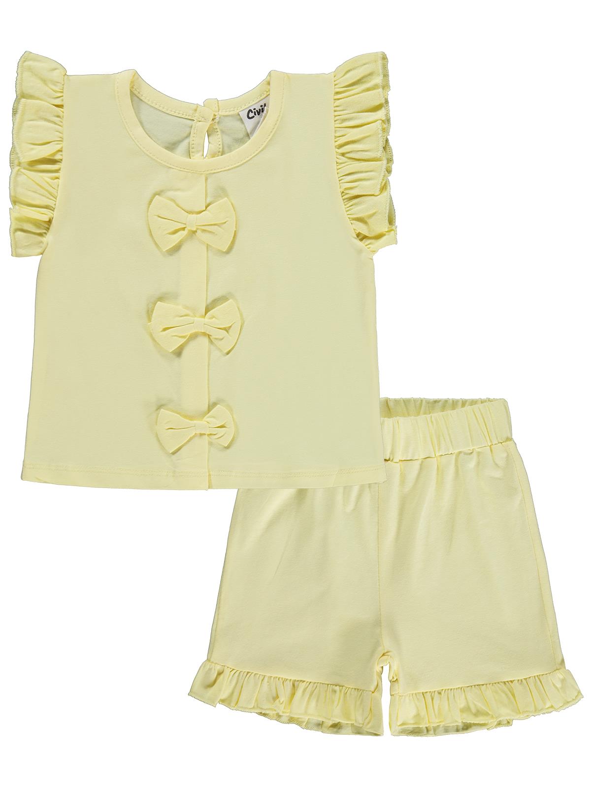 Civil Baby Mobil Fiyonklu Şortlu 6-18 Ay Takım - Sarı