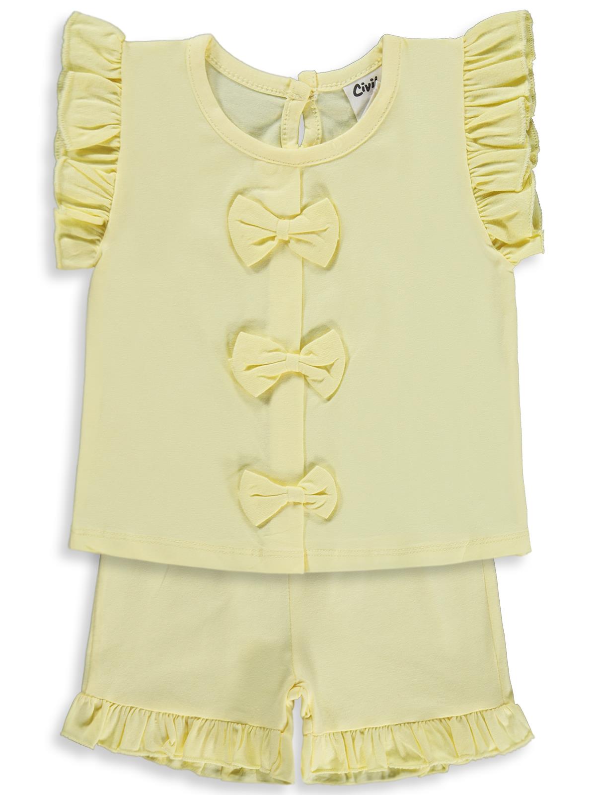 Civil Baby Mobil Fiyonklu Şortlu 6-18 Ay Takım - Sarı