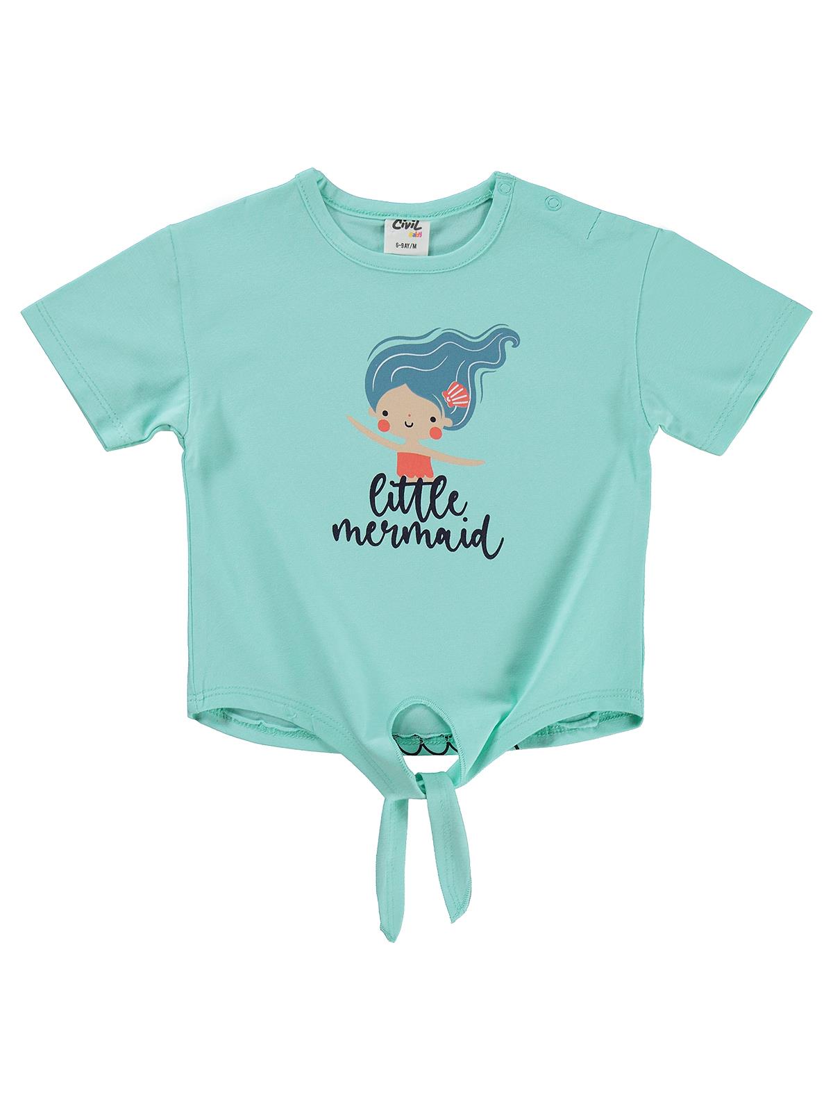 Civil Baby Little Mermaid Baskılı Bağlamalı 6-18 Ay Tişört - Yeşil