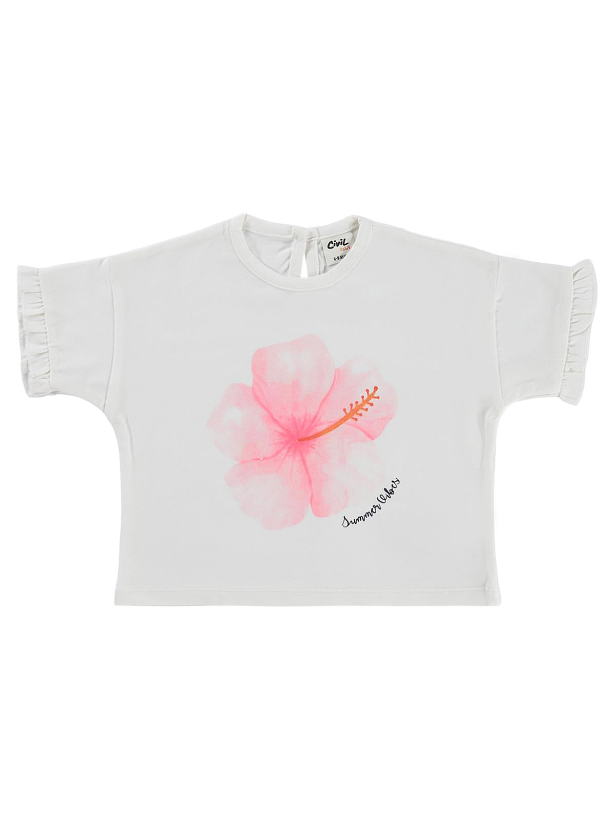 Civil Baby Summer Vibes Çiçek Baskılı 6-18 Ay Tişört - Ekru