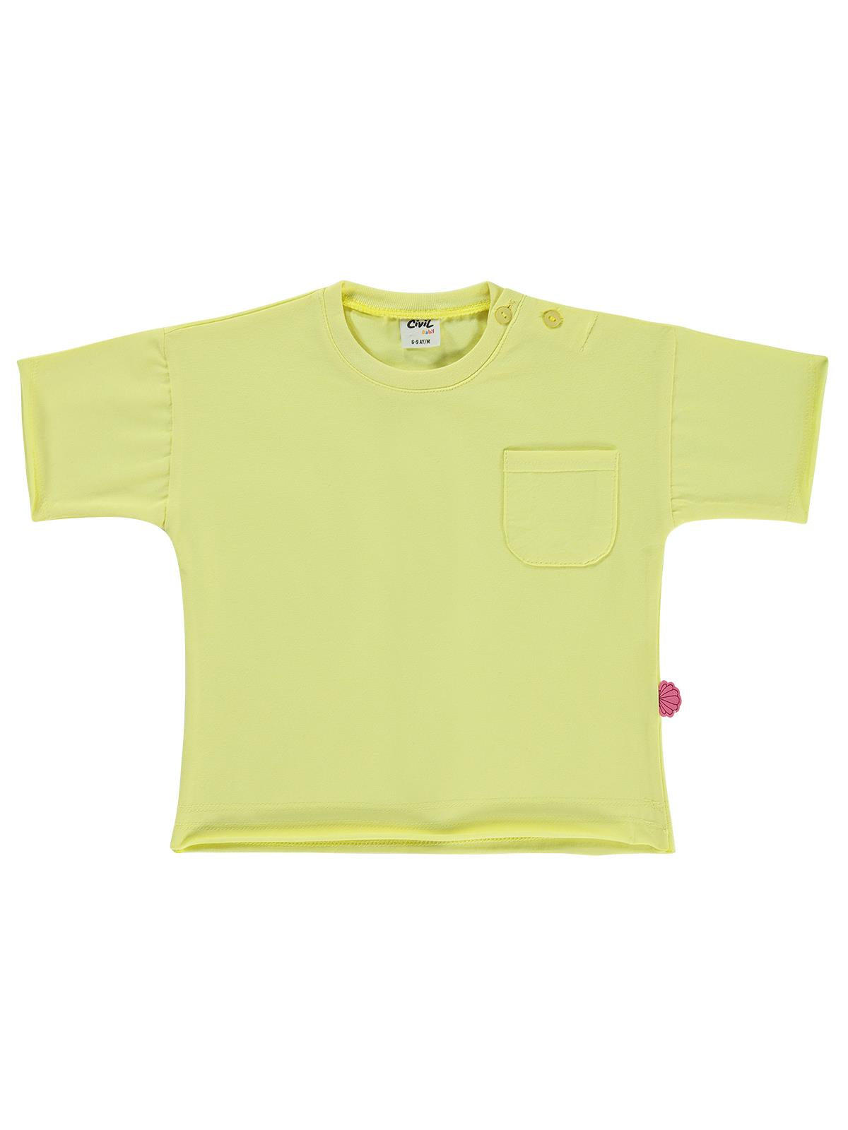 Civil Baby Süs Etiketli Cepli 6-18 Ay Tişört - Sarı