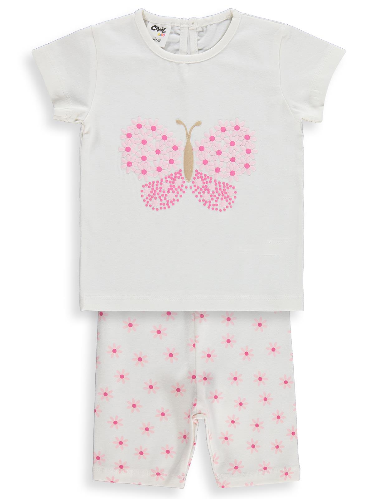 Civil Baby Kelebek Nakışlı 6-18 Ay Takım - Ekru