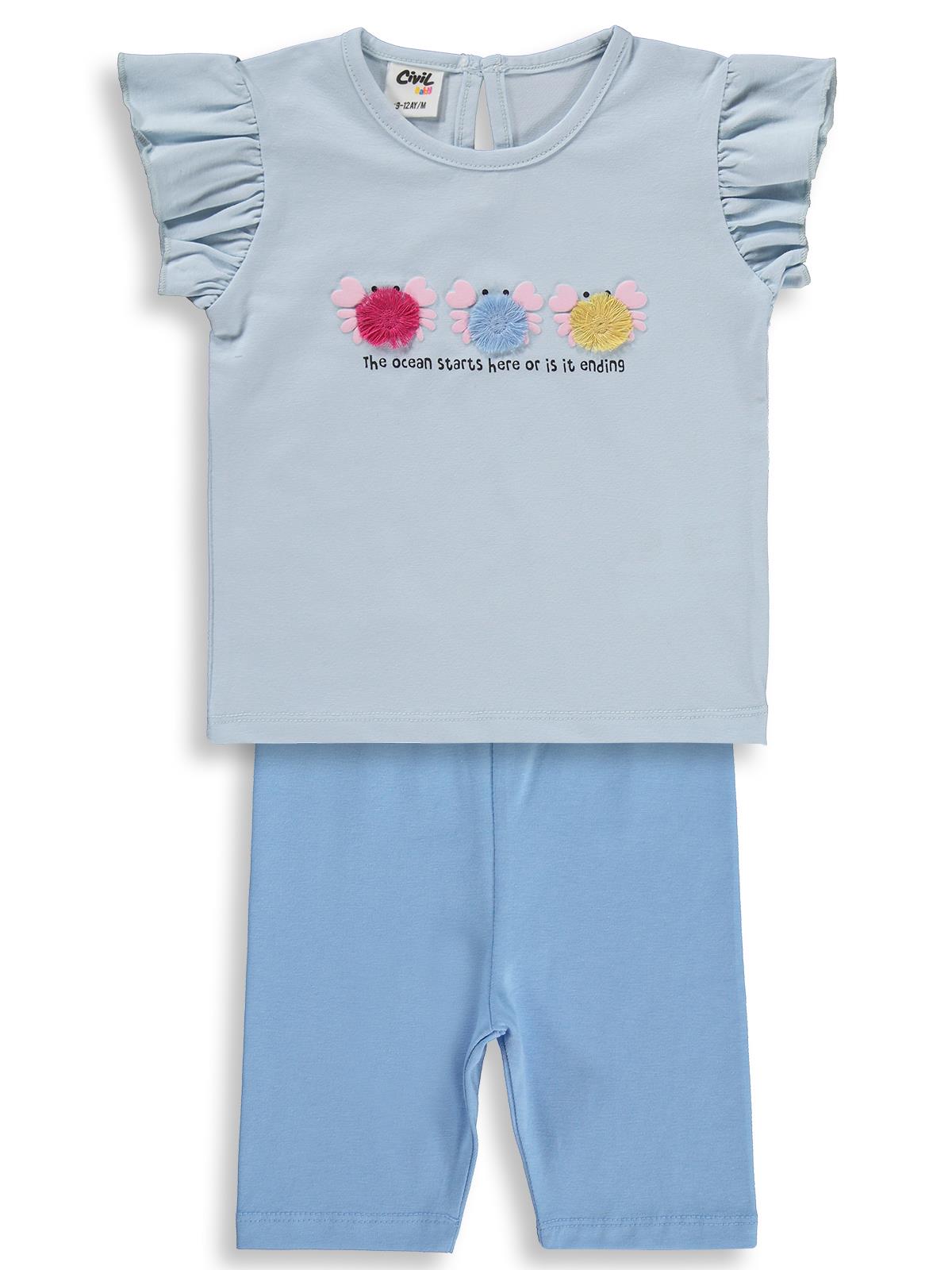 Civil Baby Renkli Nakışlar 6-18 Ay Takım - Mavi