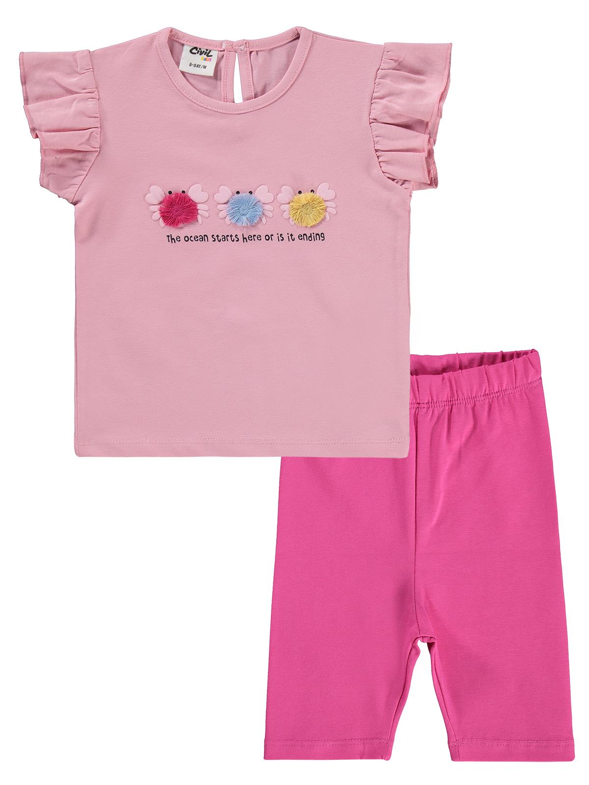 Civil Baby Renkli Nakışlar 6-18 Ay Takım - Pembe