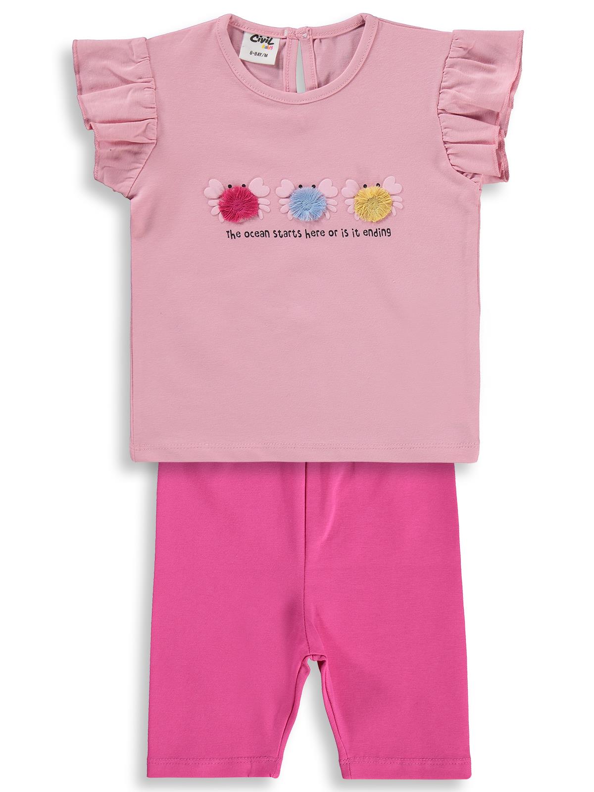 Civil Baby Renkli Nakışlar 6-18 Ay Takım - Pembe
