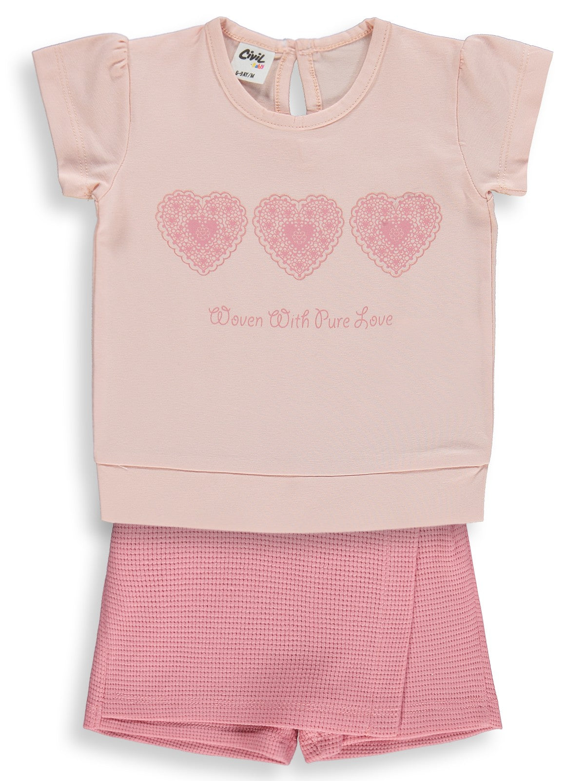 Civil Baby Kalpler Nakışlı 6-18 Ay Takım - Pudra