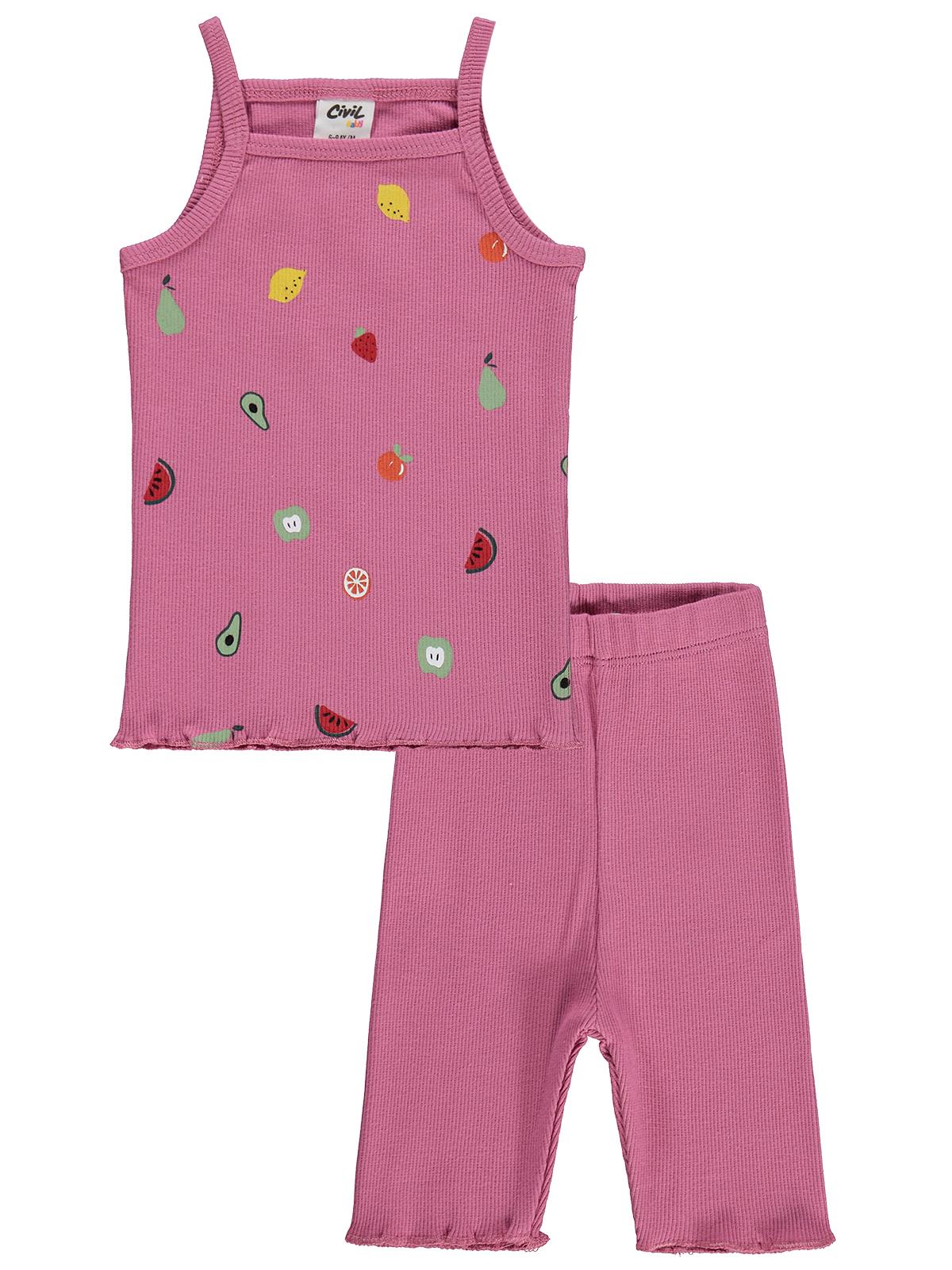 Civil Baby Meyveler Empirme Askılı 6-18 Ay Takım - Pembe