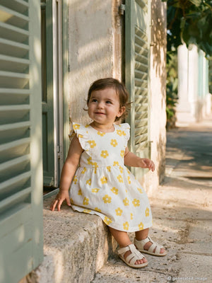 Civil Baby Çiçek Empirme Balon 6-18 Ay Elbise - Hardal