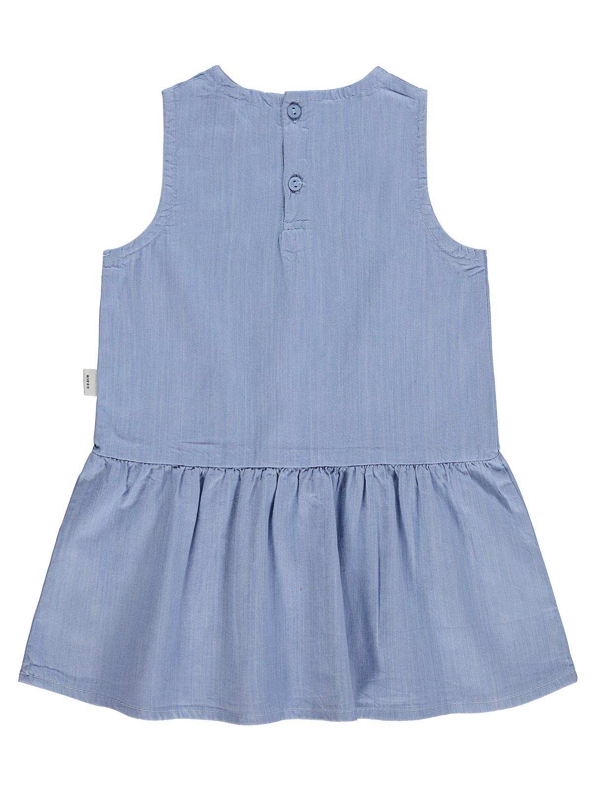 Civil Baby Çiçek Nakışlı 6-18 Ay Elbise - Mavi
