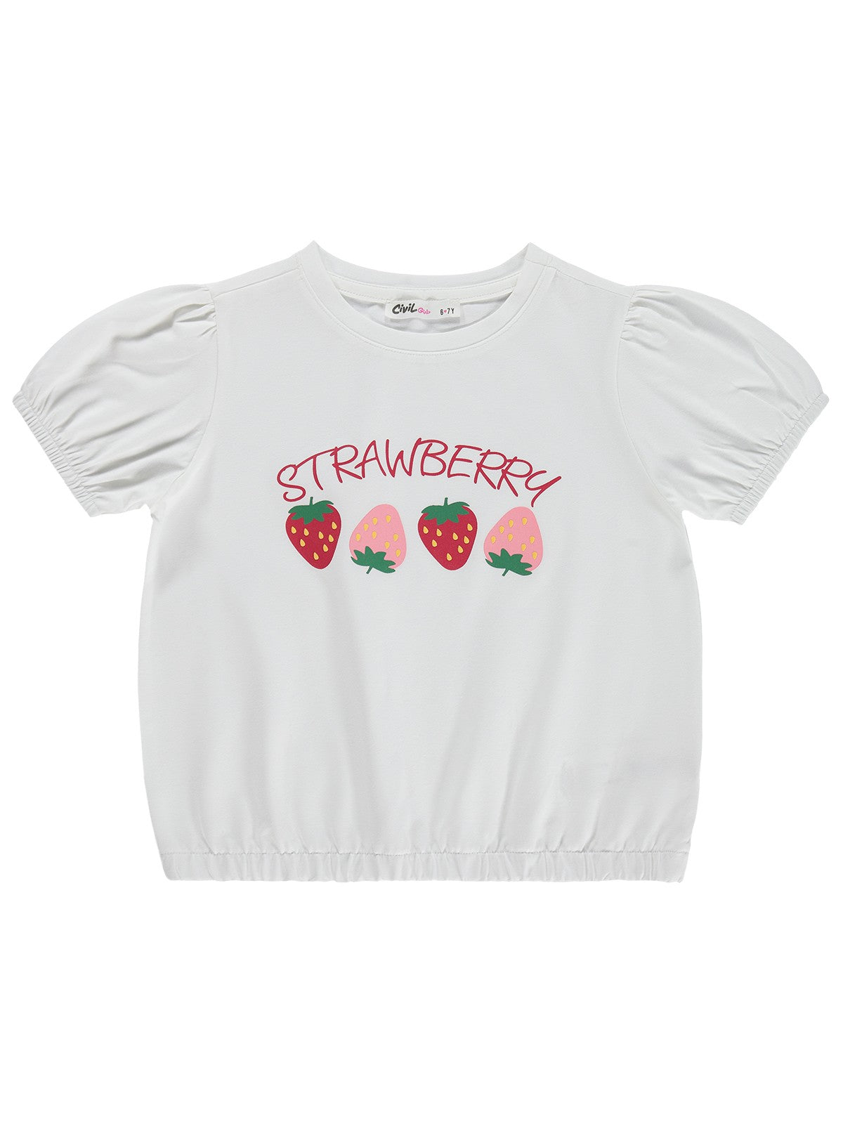 Civil Girls Strawberry 6-9 Yaş Tişört - Kırık Beyaz