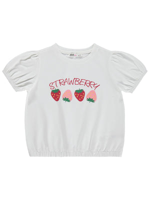 Civil Girls Strawberry 6-9 Yaş Tişört - Kırık Beyaz
