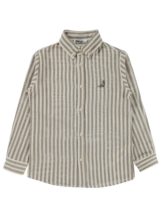 Civil Boys Çizgili Basic 6-9 Yaş Gömlek - Kahve
