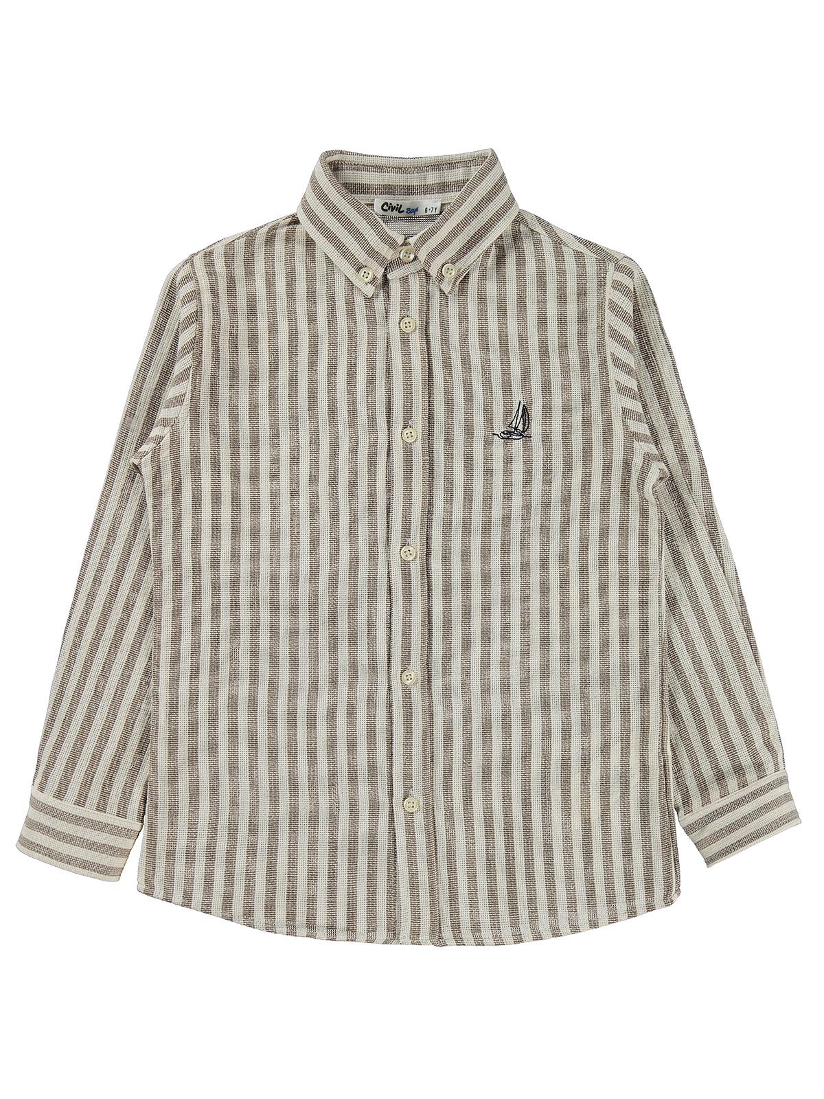 Civil Boys Çizgili Basic 10-13 Yaş Gömlek - Kahve