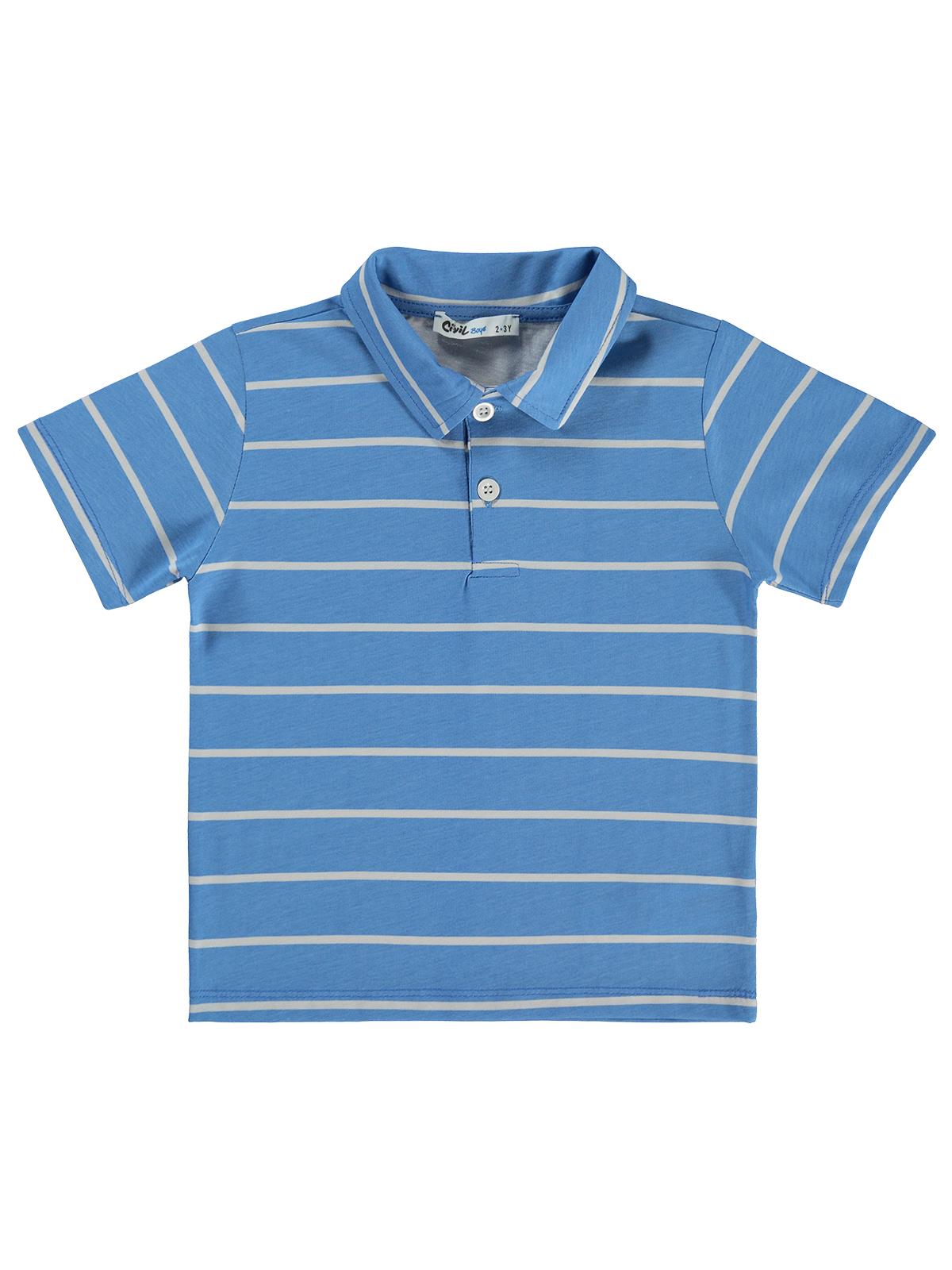 Civil Boys Çizgli Polo Yaka 2-5 Yaş Tişört - Mavi