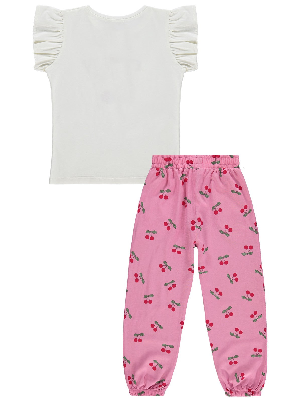 Civil Girls Kiraz Baskılı 6-9 Yaş Takım - Ekru