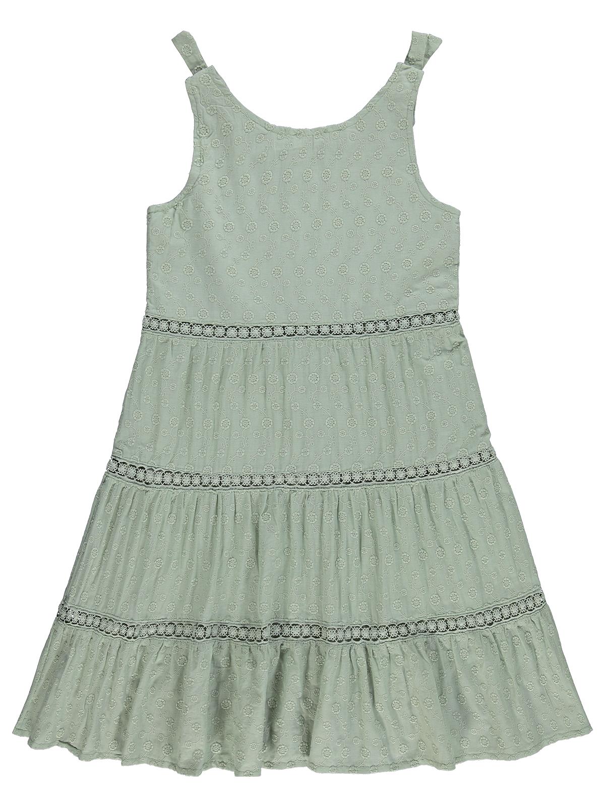Civil Girls Omuz Fiyonklu 10-13 Yaş Elbise - Yeşil