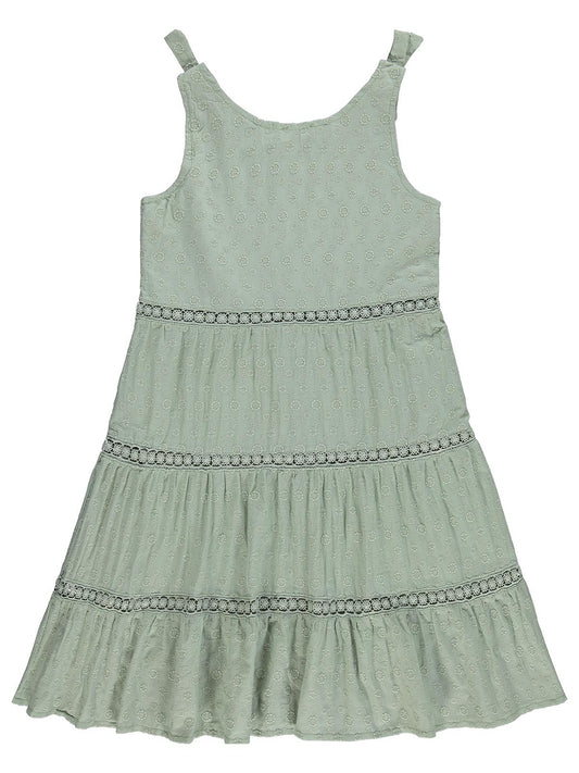 Civil Girls Omuz Fiyonklu 10-13 Yaş Elbise - Yeşil