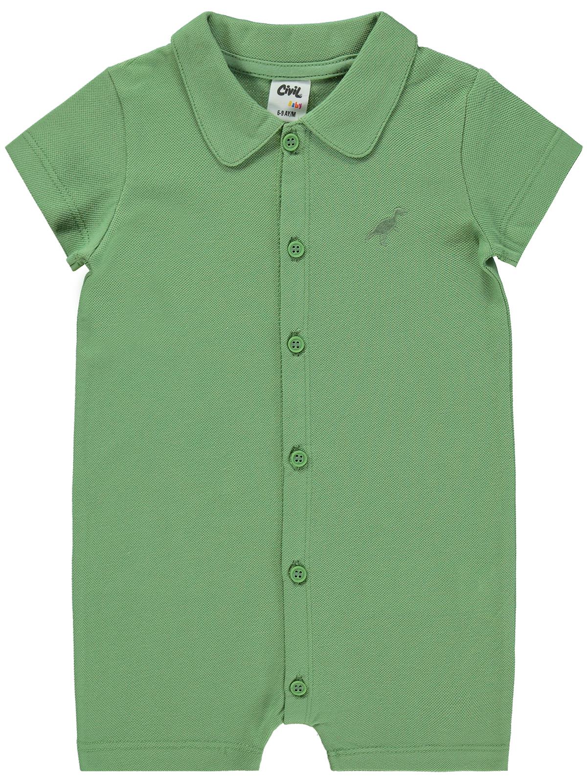 B26Y098 Civil Baby Dinozor Nakışlı 6-18 Ay Tulum - Haki