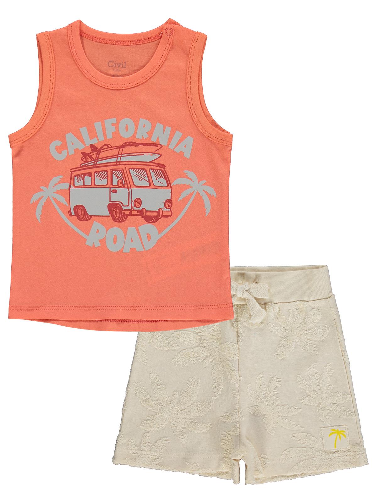 Civil Baby California Road Baskılı 6-18 Ay Takım - Kırmızı