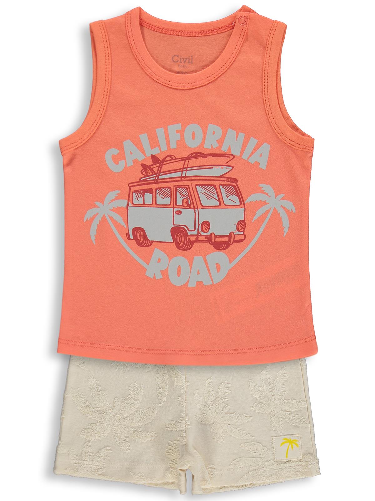 Civil Baby California Road Baskılı 6-18 Ay Takım - Kırmızı