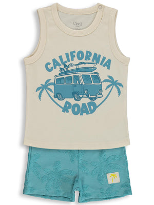 Civil Baby California Road Baskılı 6-18 Ay Takım - Bej