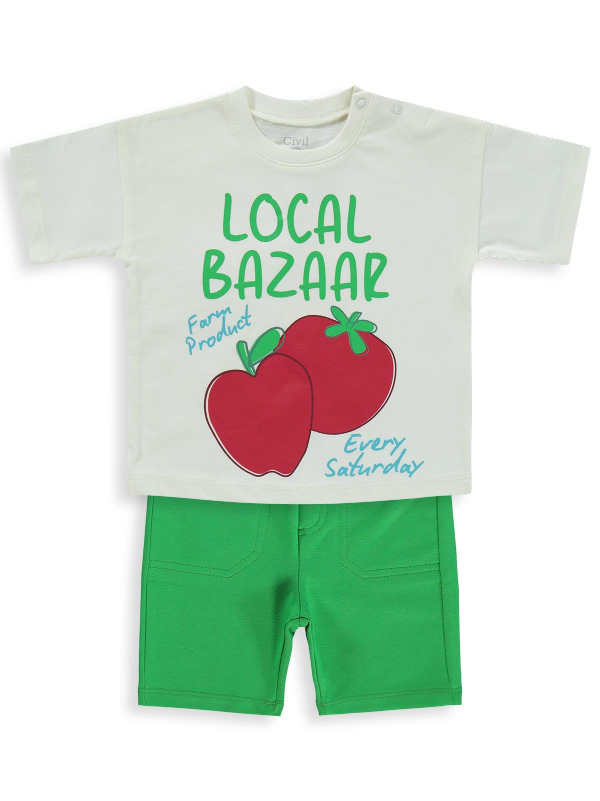 Civil Baby Local Bazaar Baskılı 6-18 Ay Takım - Ekru