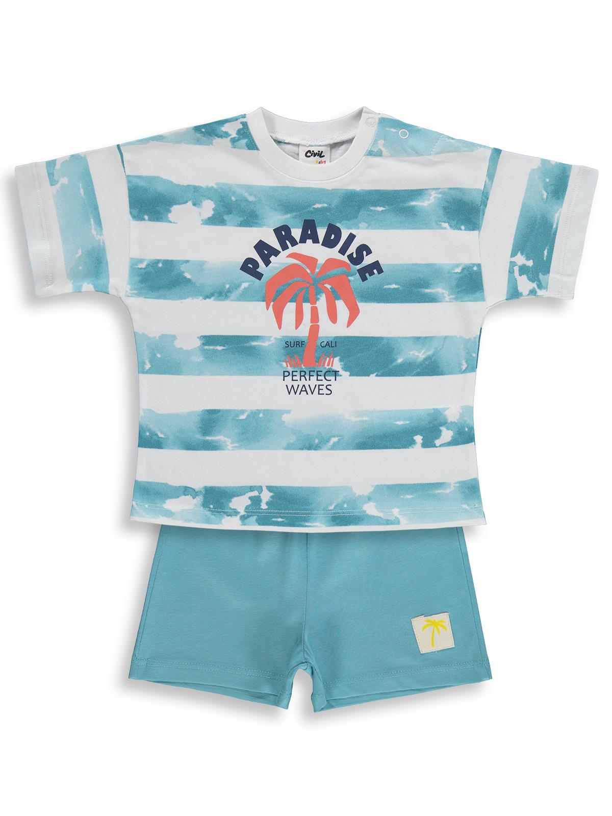 Civil Baby Palmiye Baskılı 6-18 Ay Takım - Yeşil