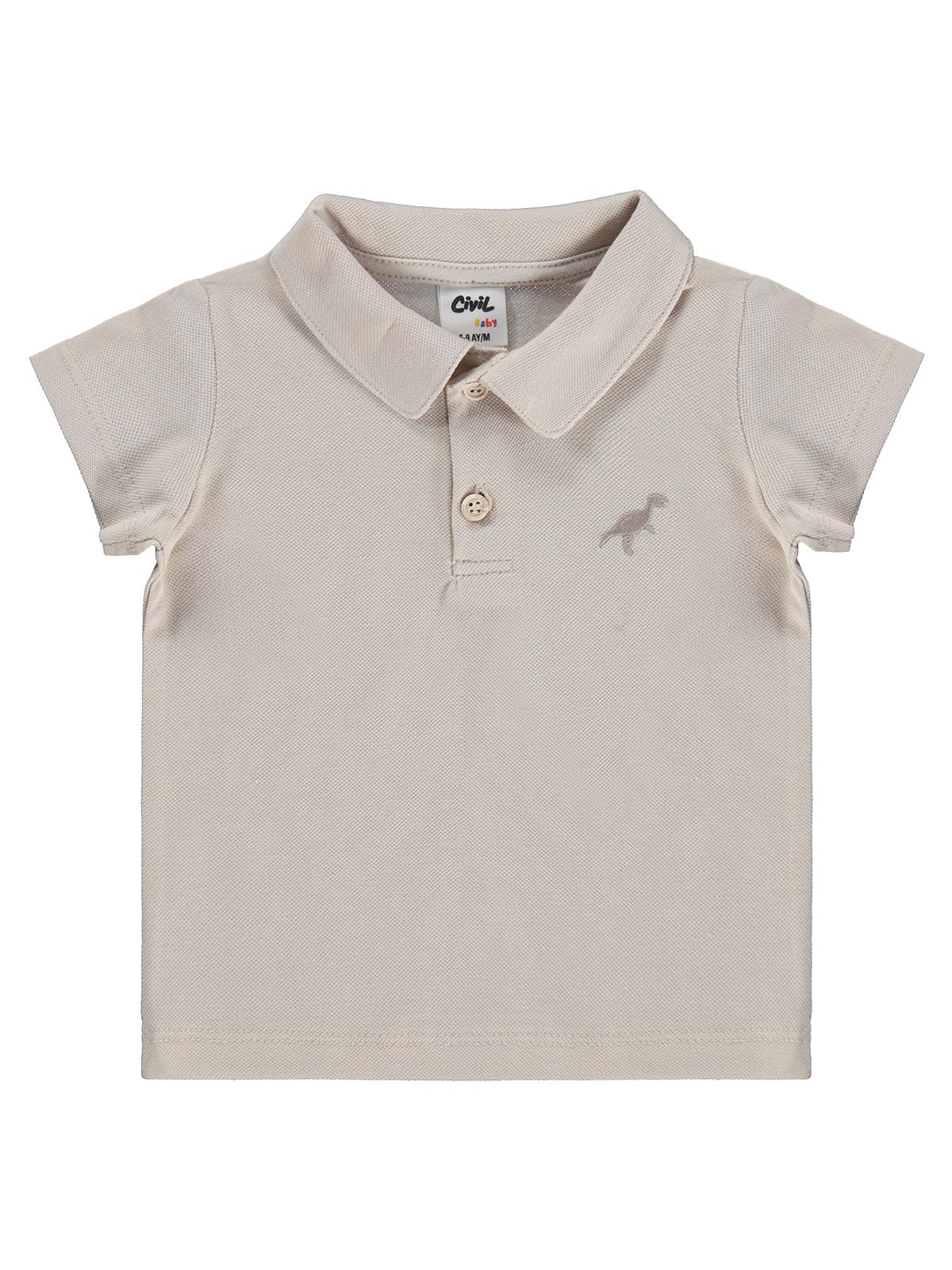 Civil Baby Dinozor Nakışlı 6-18 Ay Tişört - Bej