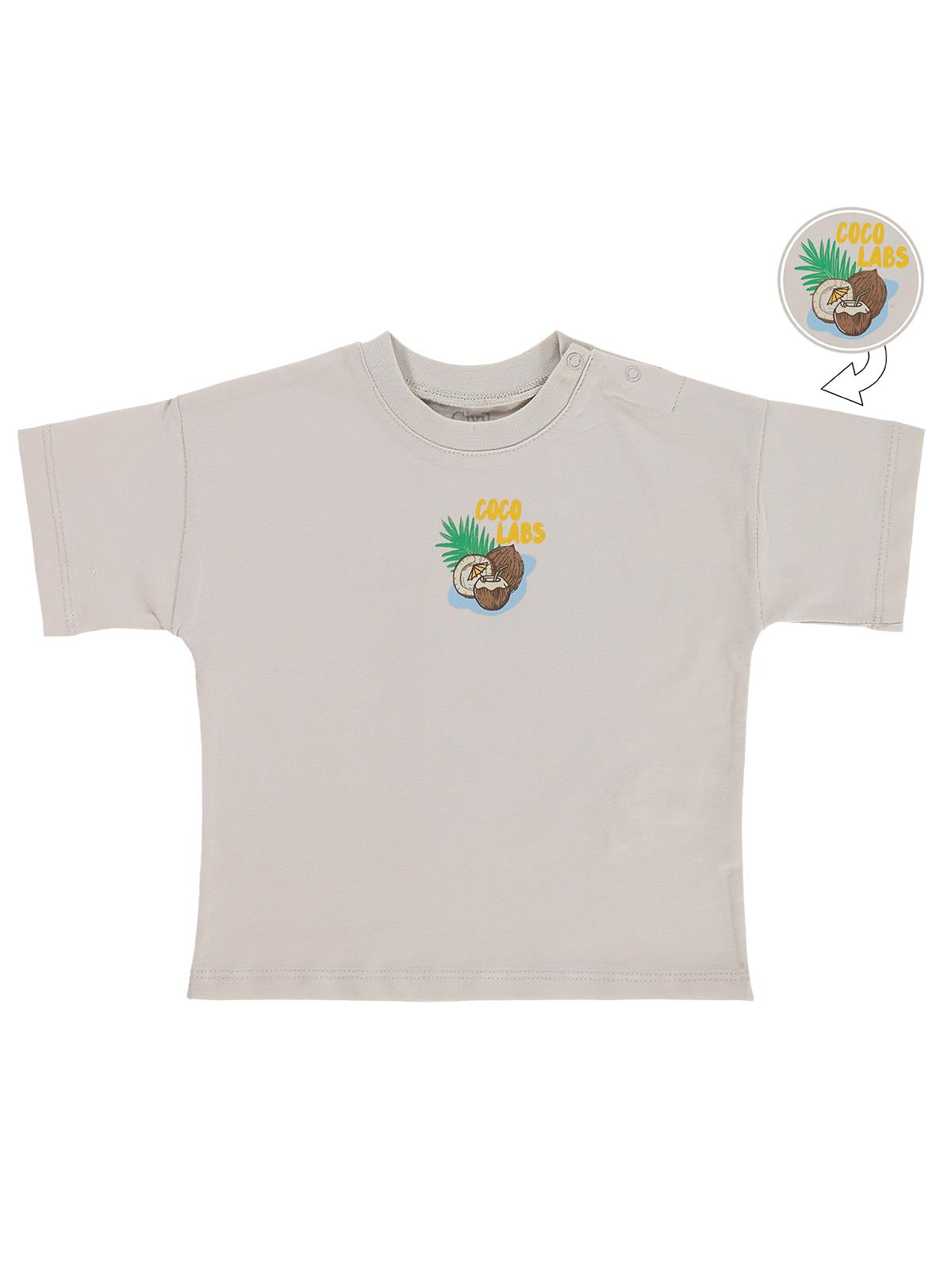 Civil Baby Coco Labs Baskılı 6-18 Ay Tişört - Bej