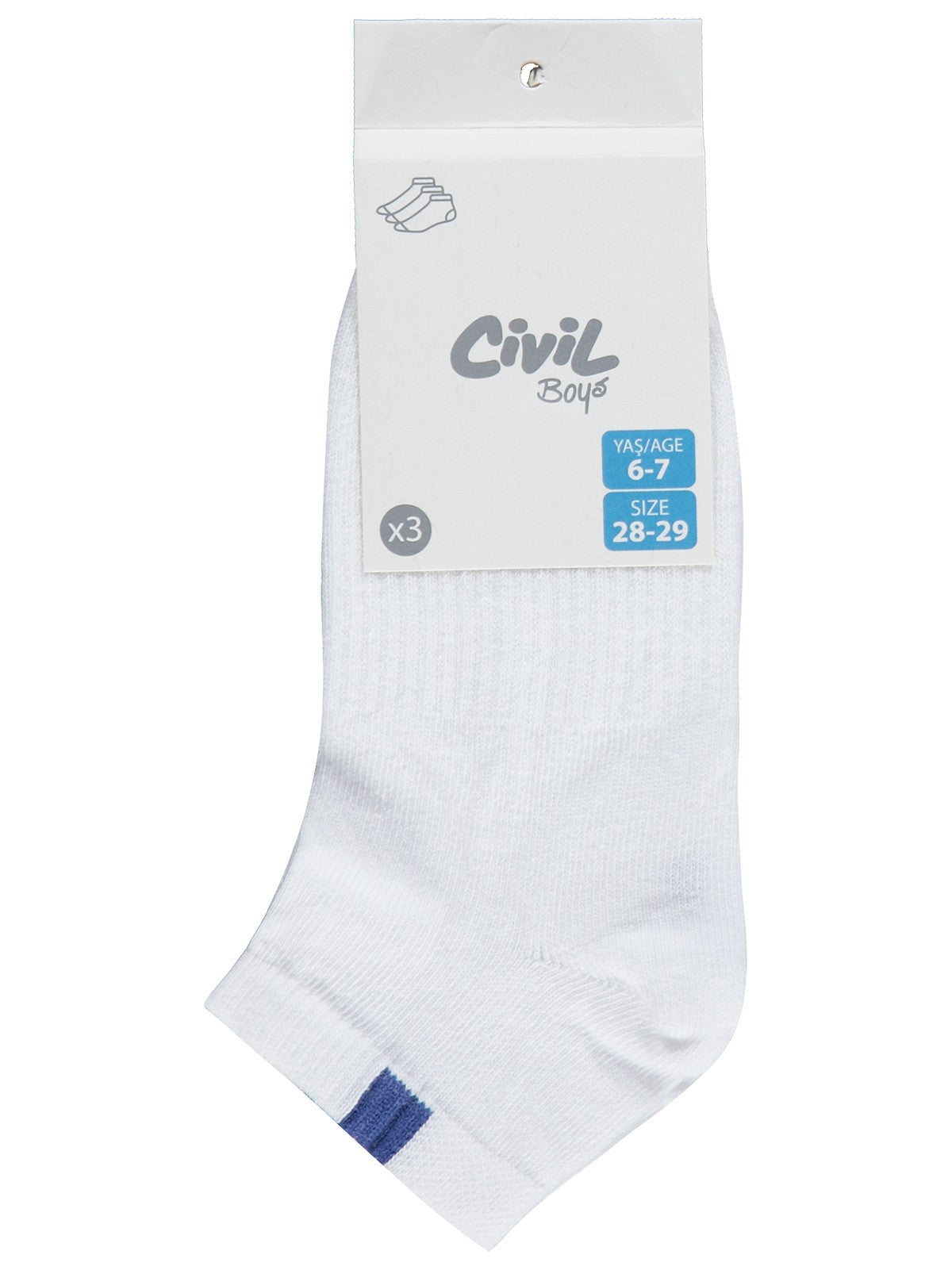 Civil Boys Basic Derbili 3'lü 2-12 Yaş Erkek Çocuk Patik Çorap