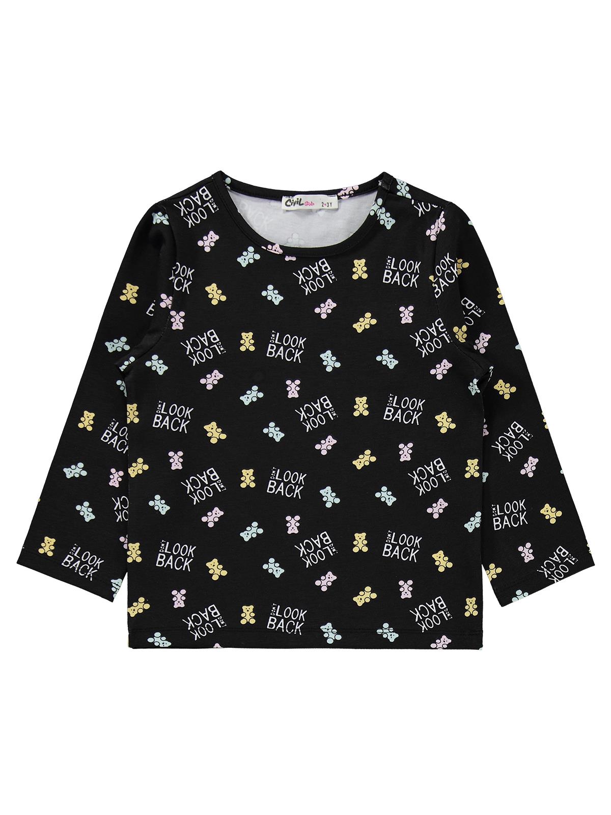 Civil Girls Kız Çocuk Dont Look Back Baskılı Pijama Takımı | Süprem-Süprem | Okul Kreş ve Günlük Kullanım - Siyah