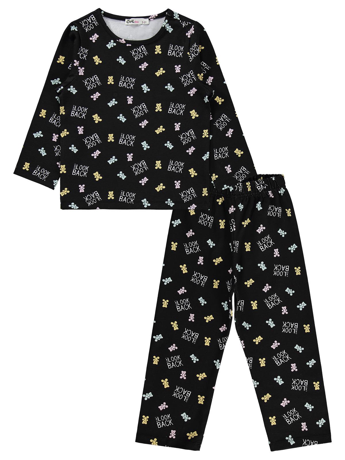 Civil Girls Kız Çocuk Dont Look Back Baskılı Pijama Takımı | Süprem-Süprem | Okul Kreş ve Günlük Kullanım - Siyah