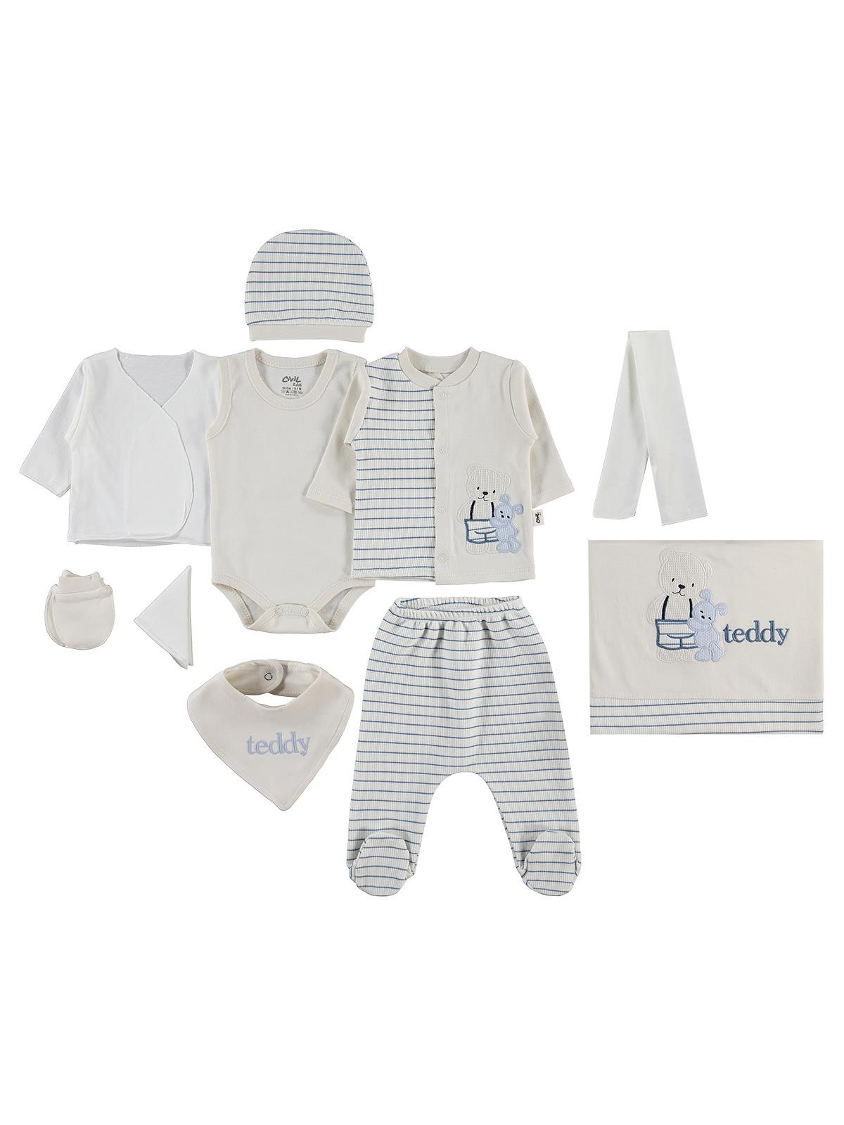 Civil Baby Teddy 10'lu 0-24 Ay Zıbın Setleri - Mavi