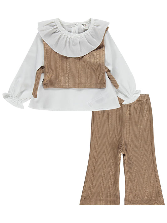Civil Baby Bebe Yakalı 6-18 Ay Takım - Bej