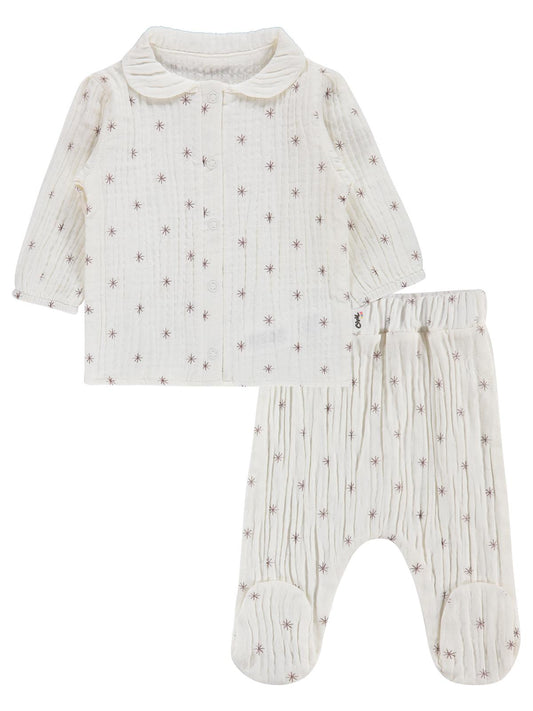 Civil Baby Yıldız Empirme 3-12 Ay Pijama Takımı - Kahverengi