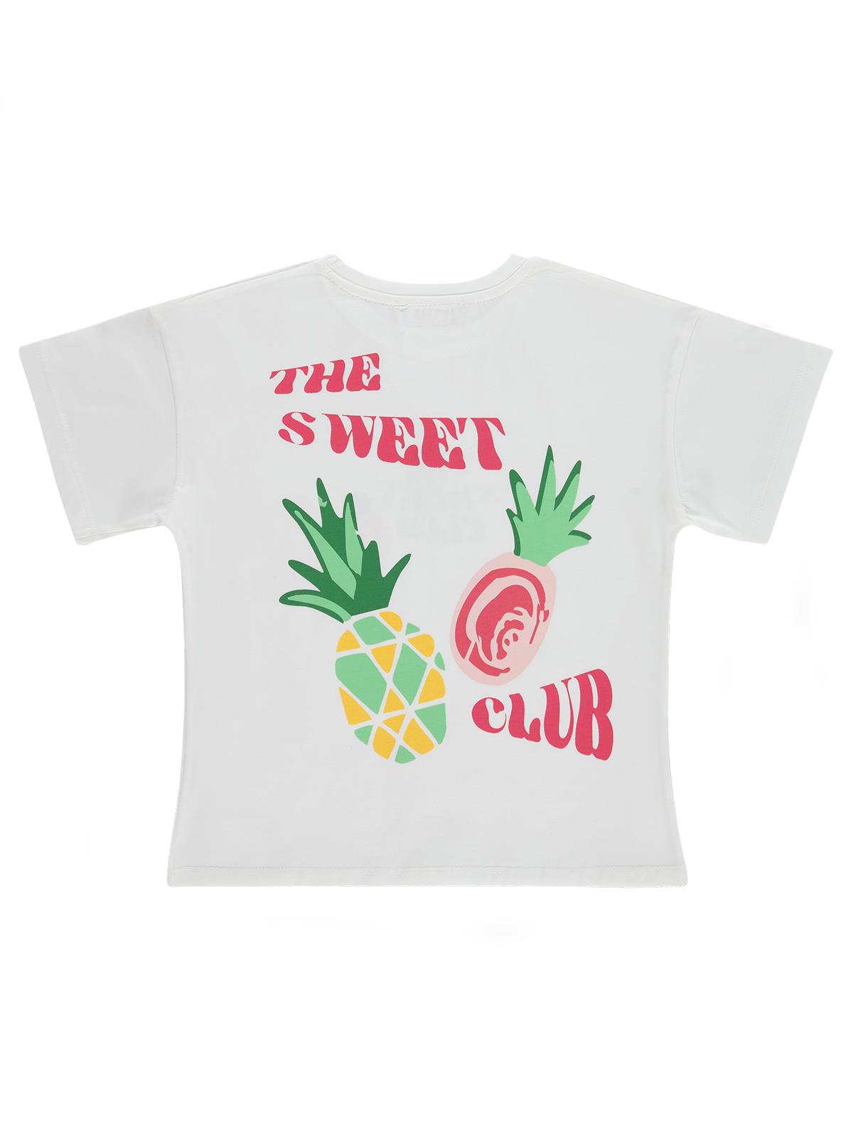 Civil Girls Ananas Baskılı 6-9 Yaş Tişört - Ekru