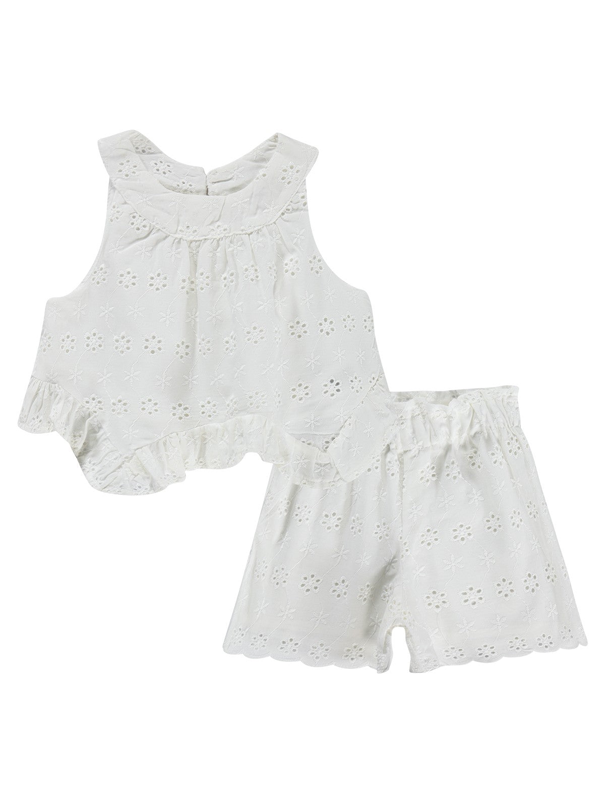 Civil Baby Brodeli Şortlu 6-18 Ay Takım - Kırık Beyaz