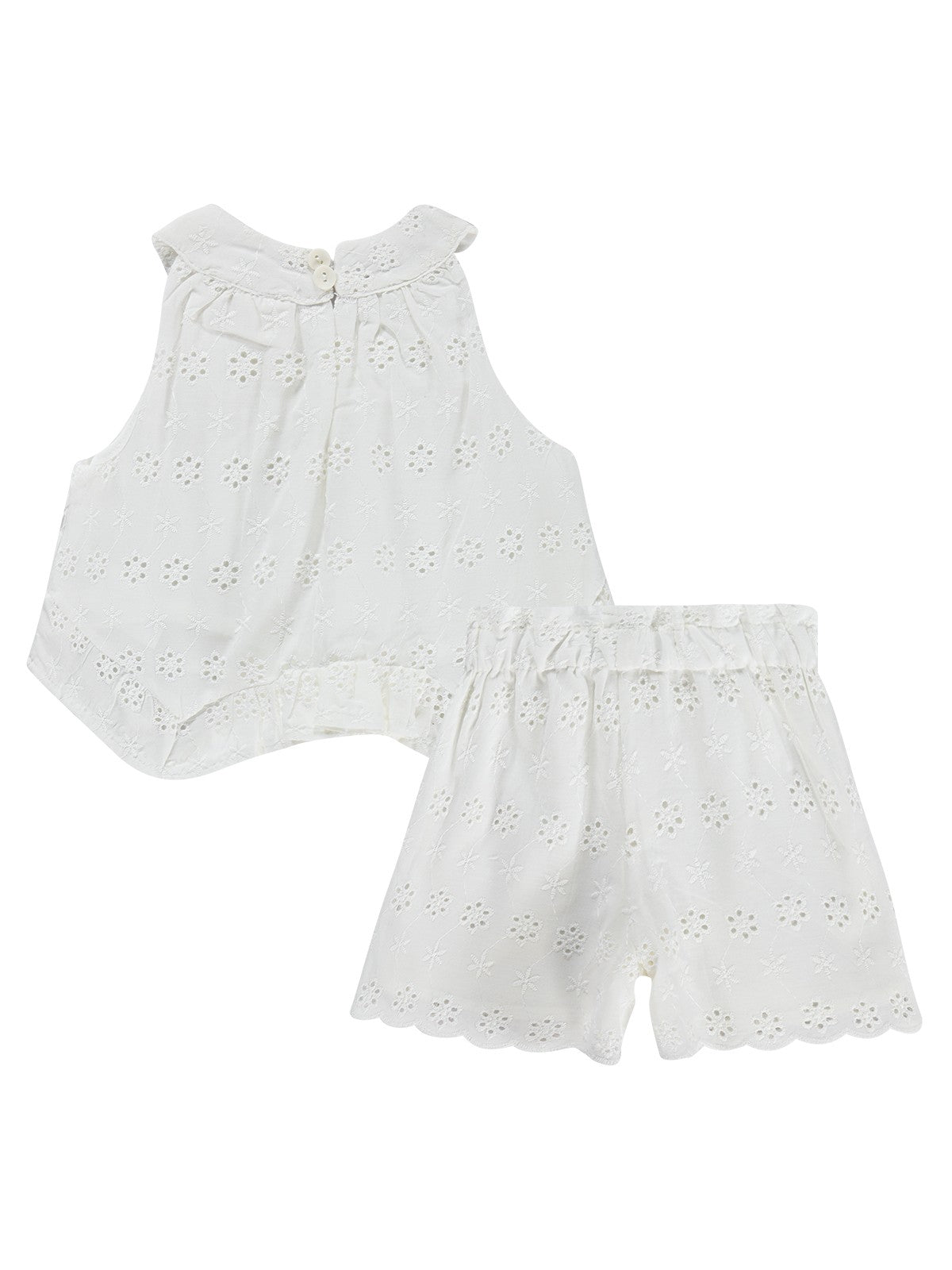 Civil Baby Brodeli Şortlu 6-18 Ay Takım - Kırık Beyaz