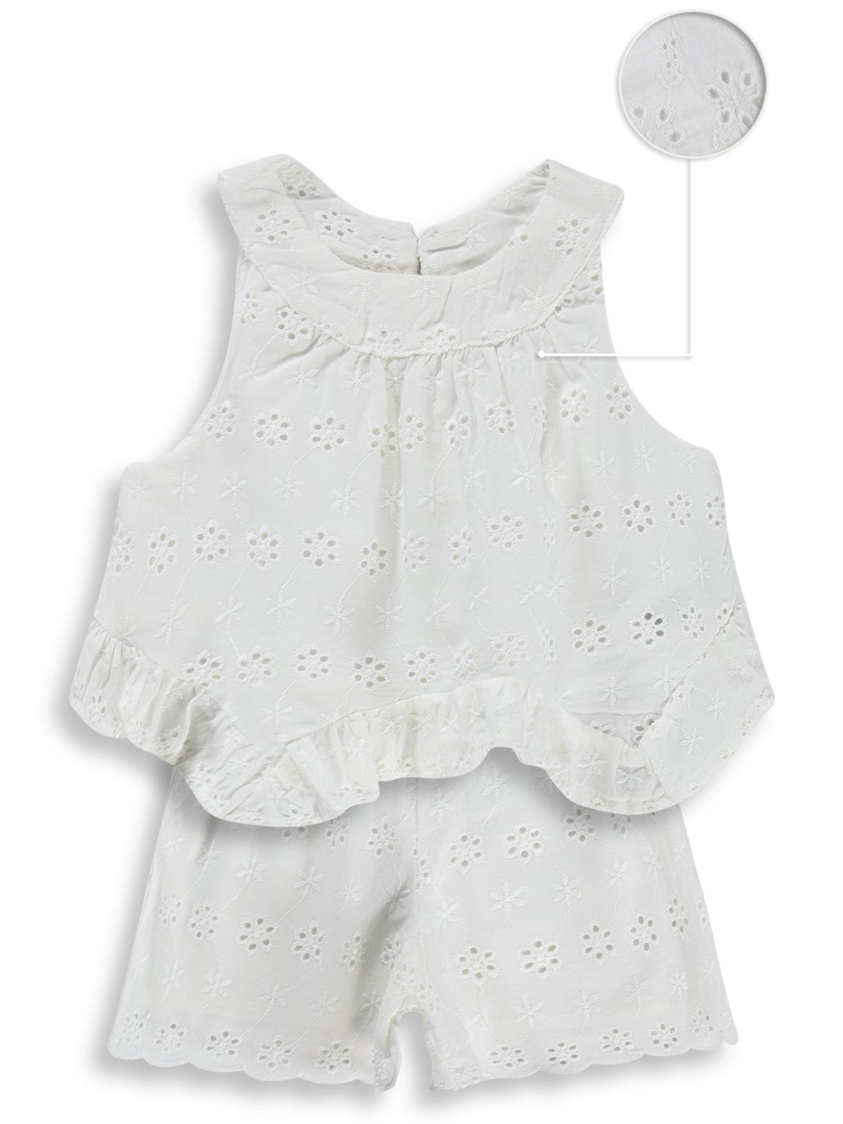Civil Baby Brodeli Şortlu 6-18 Ay Takım - Kırık Beyaz