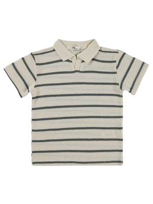 Civil Boys Polo Yaka Çizgili 10-13 Yaş Tişört - Haki