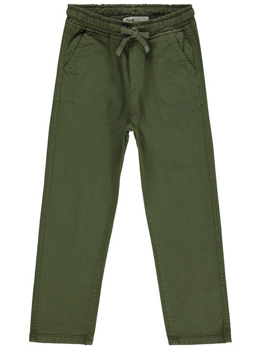 Civil Erkek Çocuk Beli Lastikli Pantolon | Gabardin | Okul Kreş ve Günlük Kullanım - Haki
