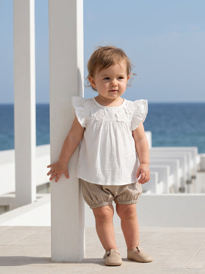 Civil Baby Çiçek Aksesuarlı 6-18 Ay Takım - Ekru
