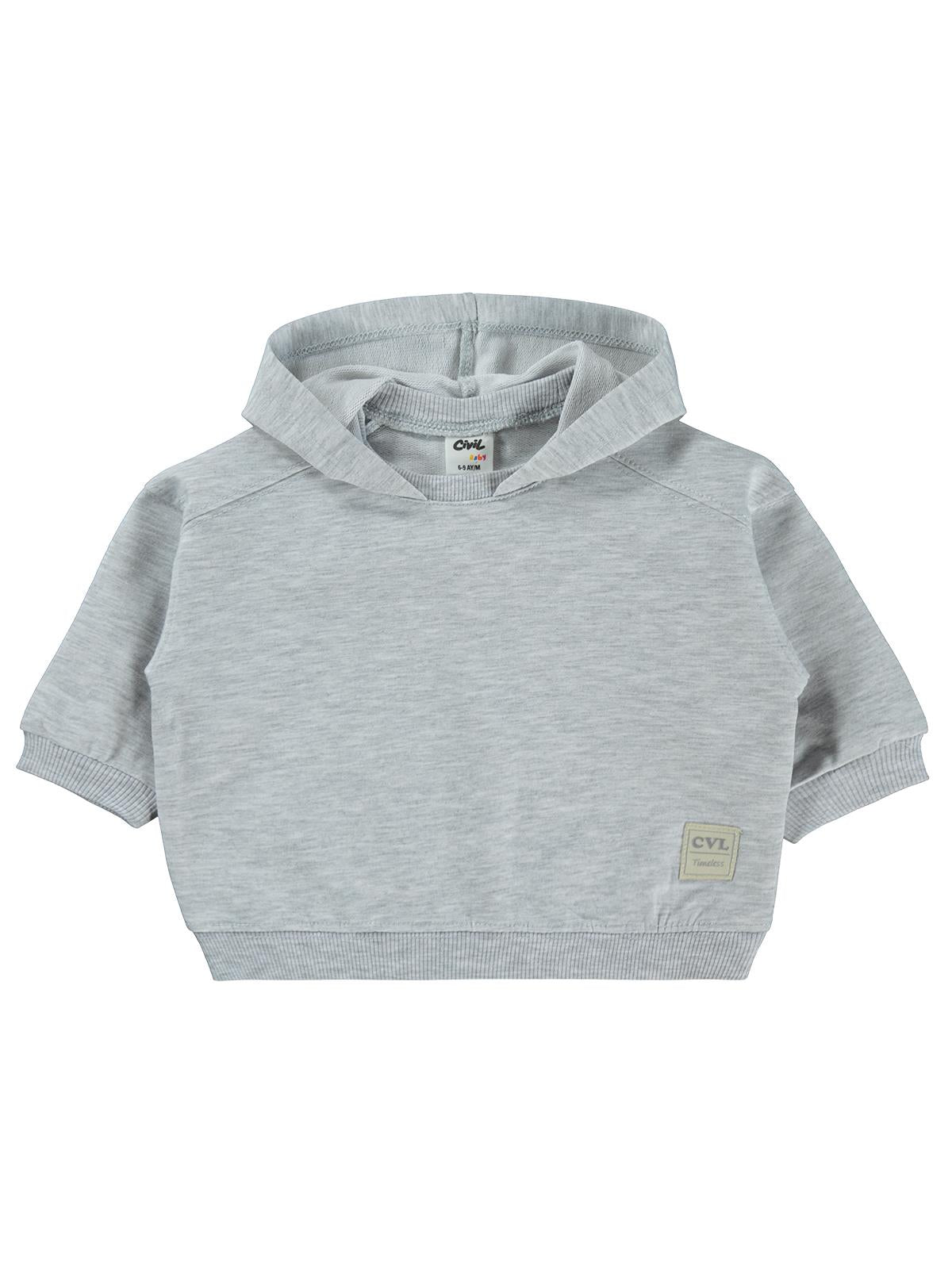 Civil Baby Civil Basic Timeless Kapüşonlu 6-18 Ay Sweatshirt - Gri