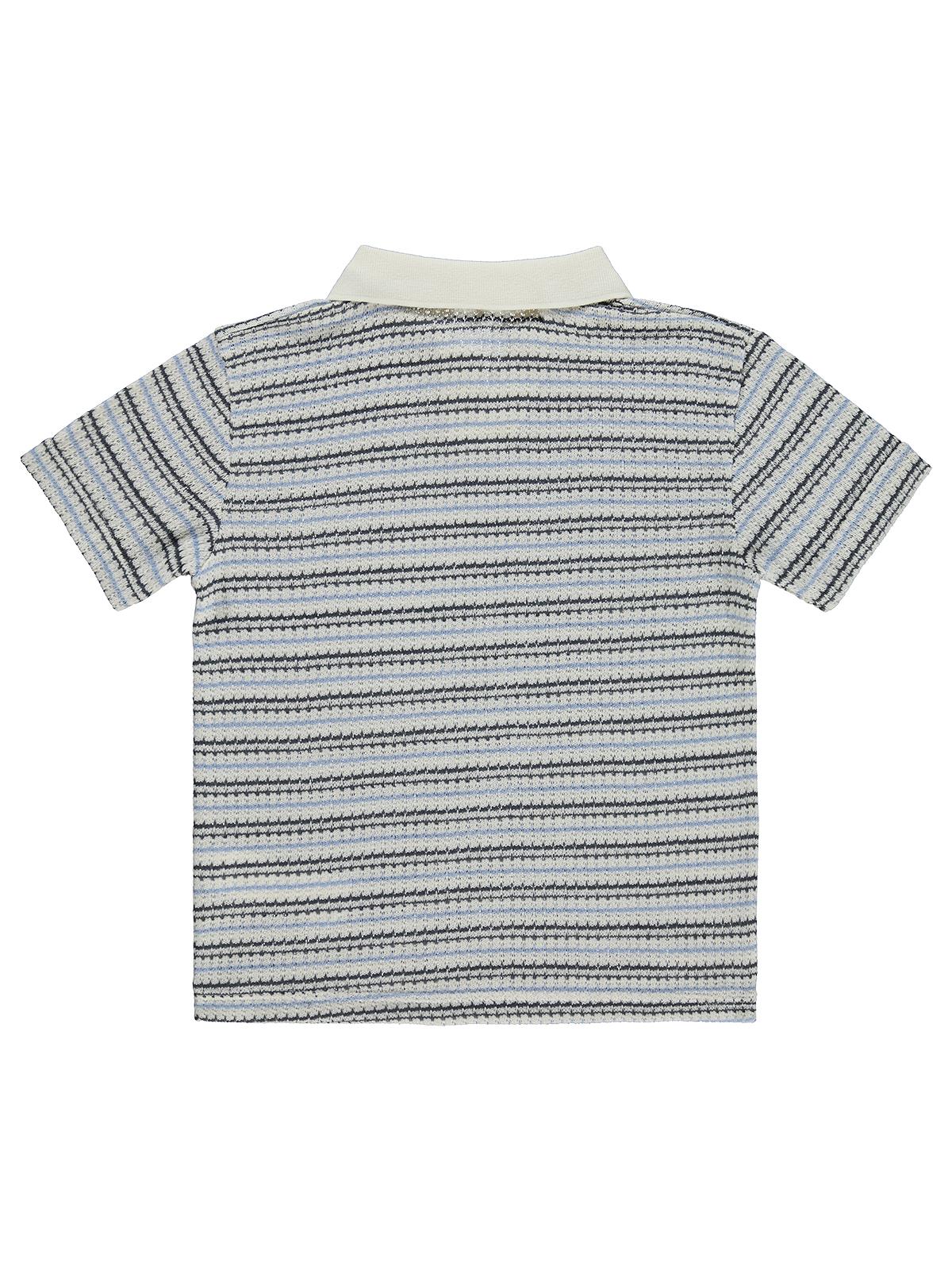 Civil Boys Polo Yaka İnce Çizgili 6-9 Yaş Tişört - Mavi