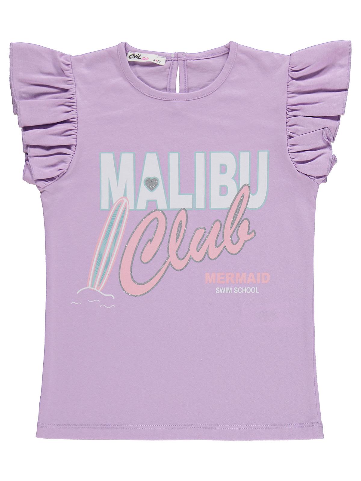 Civil Girls Malibu Baskılı Şortlu 6-9 Yaş Takım - Lila