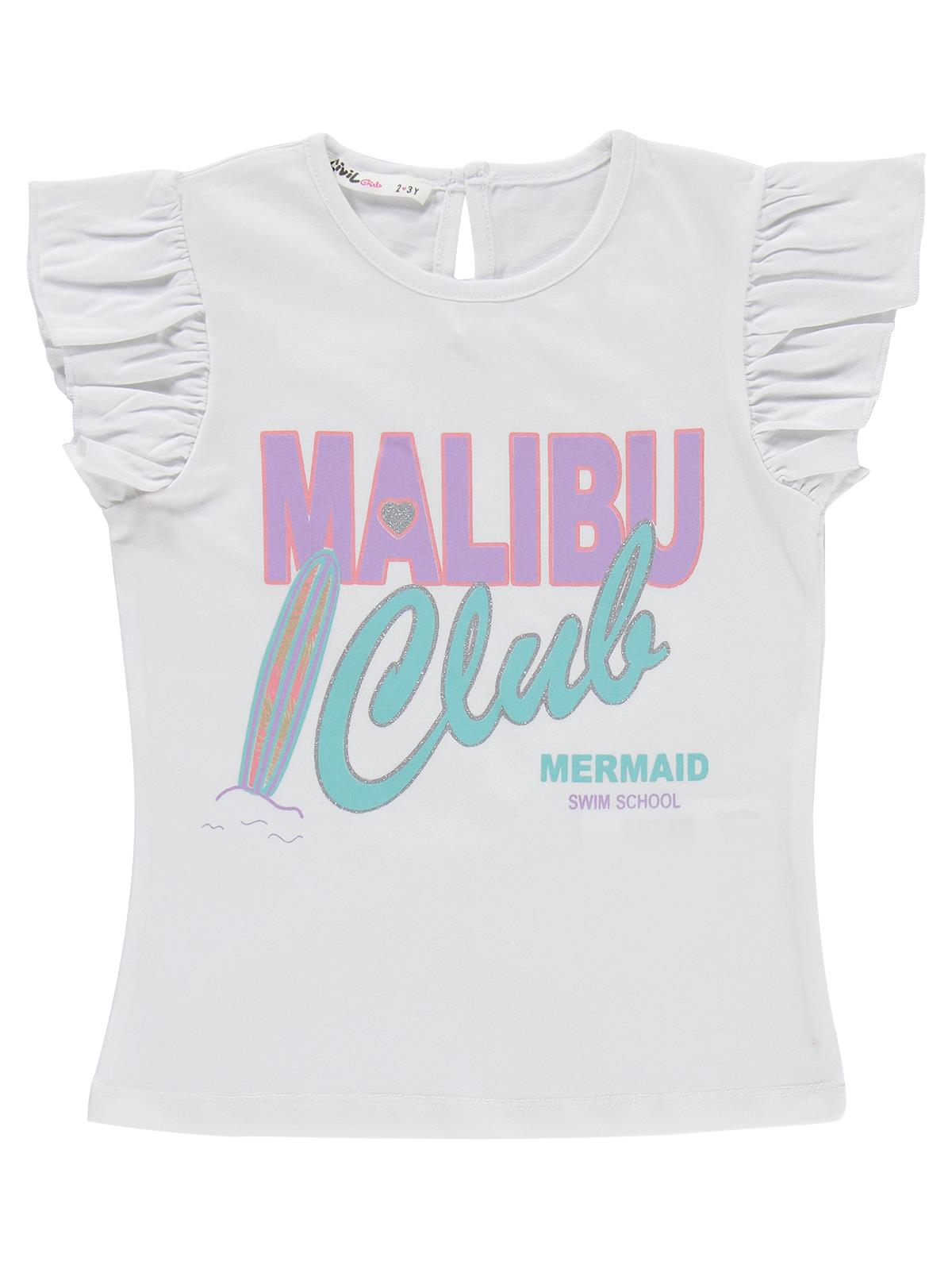 Civil Girls Malibu Baskılı Şortlu 2-5 Yaş Takım - Kırık Beyaz