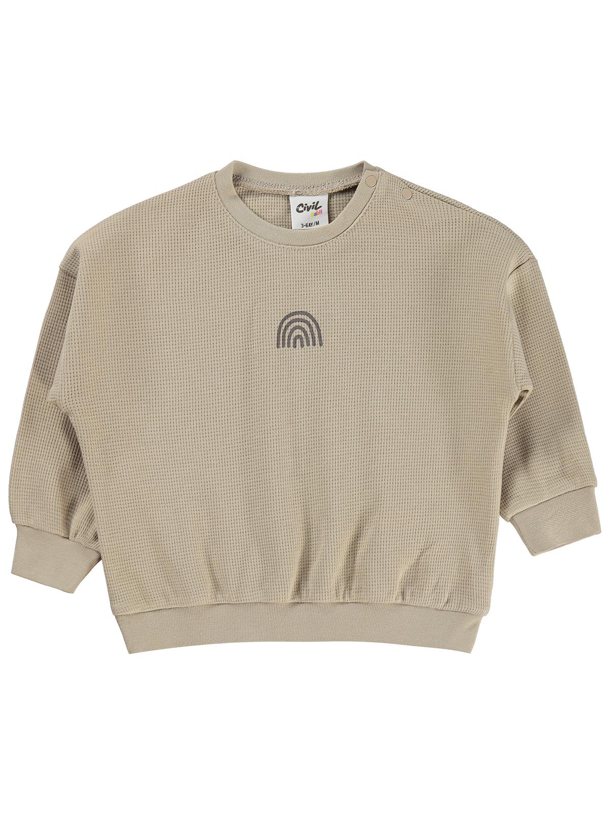 Civil Baby Gökkuşağı Baskılı 3-18 Ay Sweatshirt - Bej