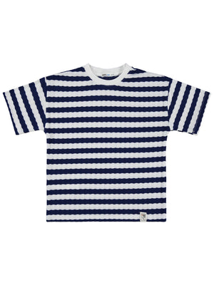 Civil Boys Jakar Çizgili 6-9 Yaş Tişört - Lacivert