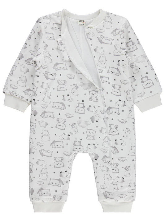 Civil Baby Ayıcık Baskılı | 1.6 TOG Uyku Tulumu| Pamuklu Süprem | Uzun Kollu Bisiklet Yaka - Bej