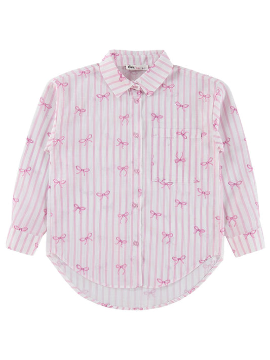 Civil Girls Fiyonk Baskılı 10-13 Yaş Gömlek - Pembe